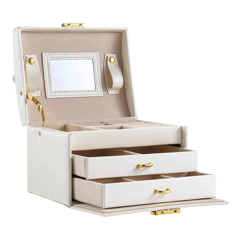 Travel Portable Jewelry Box with Drawers, Multi-Compartment Design